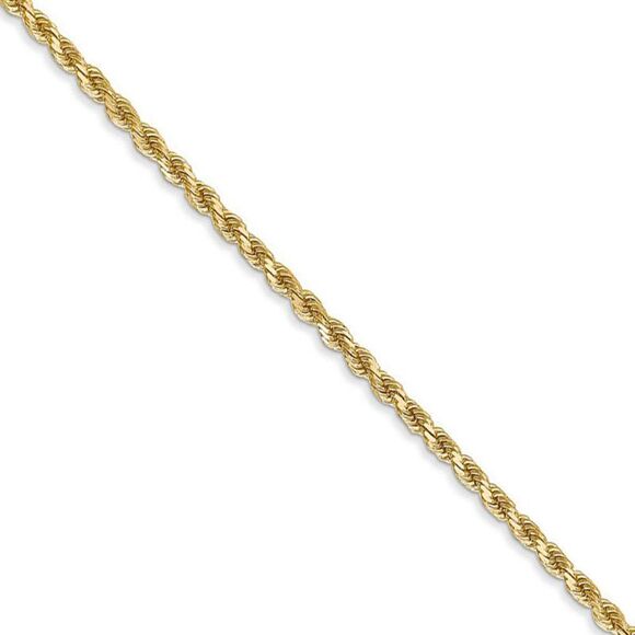 2mm 14k Yellow Gold Diamond Cut Rope Chain Necklace 20 Inch